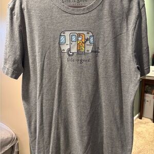 Life Is Good Heather Gray Camper Tee ladies Medium